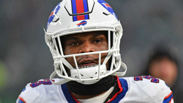 Nov 26, 2023; Philadelphia, Pennsylvania, USA; Buffalo Bills cornerback Siran Neal (33) against the Philadelphia Eagles at Lincoln Financial Field.